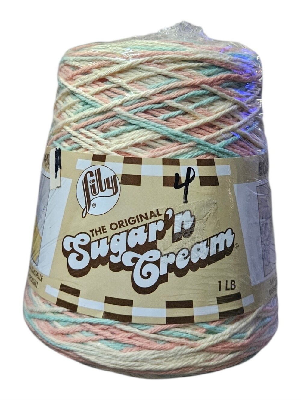 Vintage Lily Sugar n Cream Cotton Yarn 1 LB Cone Pastel Delights